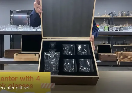 Kit de verre à whisky en cristal carré personnalisé, bouteille de whisky, carafe à vin, ensemble de whisky