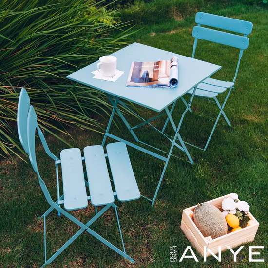 Ensemble de meubles de chaise de café pliante de Table de jardin en métal de loisirs de plein air modernes