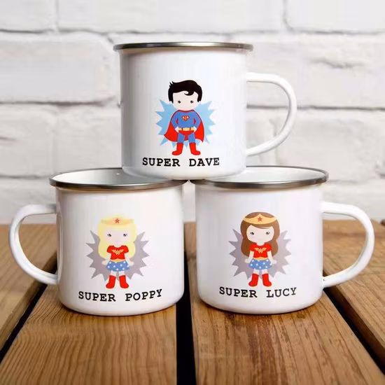 Tasses en émail vierges et tasses en émail imprimées Sublimation pour logo imprimé